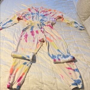 Lezat Soft Terry Jumpsuit - Neon Tie Dye EUC Size S $45
